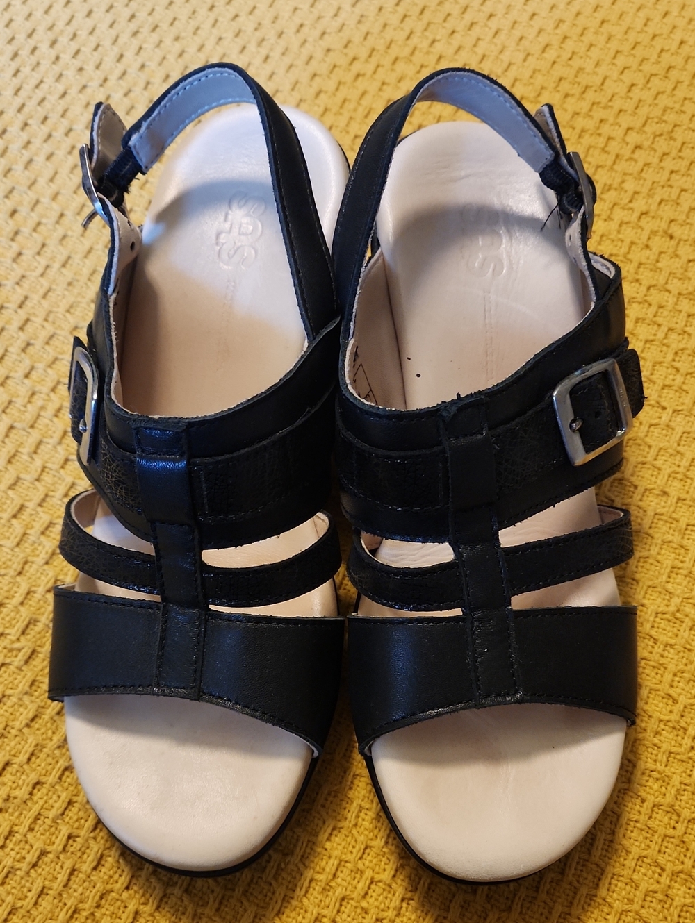 SAS Leyla T-Strap Wedge Sandals Black
